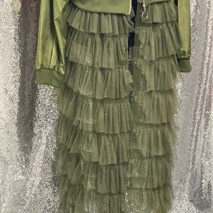 Cute bomber jacket with tulle skirt size 3xl (China size) fits like Xtra large